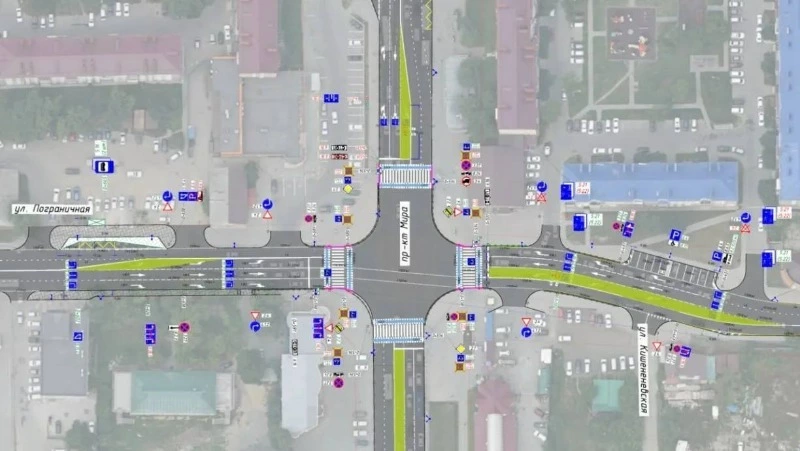 ГИБДД: дорожная разметка на перекрестке Мира — Пограничная в Южно-Сахалинске пришла в негодность