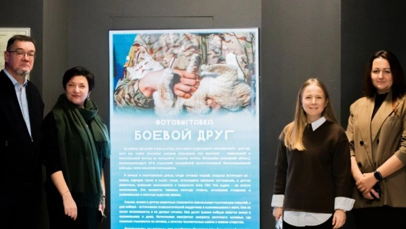 Фотовыставку о животных – спутниках бойцов в зоне СВО открыли в Южно-Сахалинске