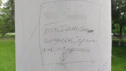 Неизвестные «украсили» колонны ротонды у Чехов-центра рекламой наркотиков