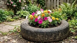 Россиянам грозит штраф за украшение клумб покрышками