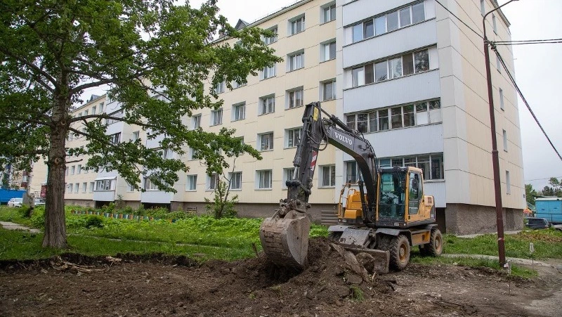 В одном из дворов Южно-Сахалинска высадят более 20 новых деревьев