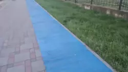 Загадочная синяя велодорожка появилась в Южно-Сахалинске