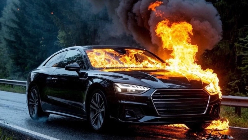 В Долинске потушили неожиданно загоревшийся автомобиль