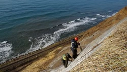 На юге Сахалина укрепляют опасный участок береговой линии