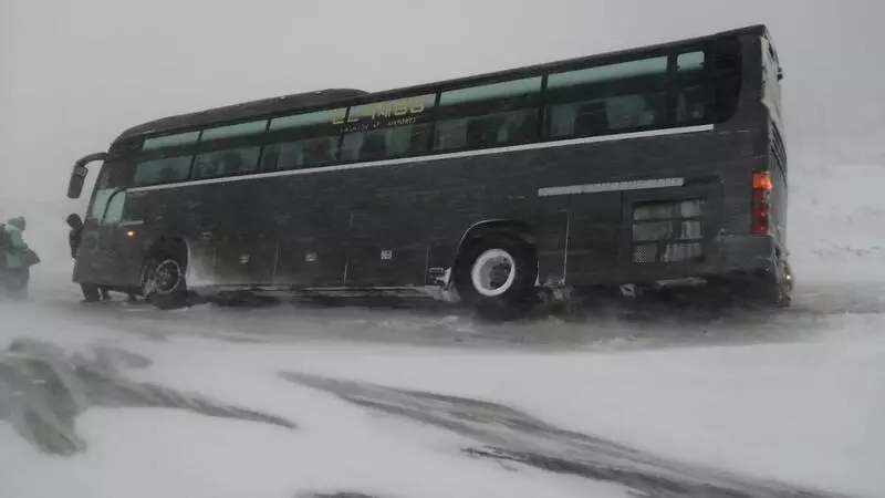 Из-за метели автобус с жителями Поронайска застрял по пути в Южно-Сахалинск