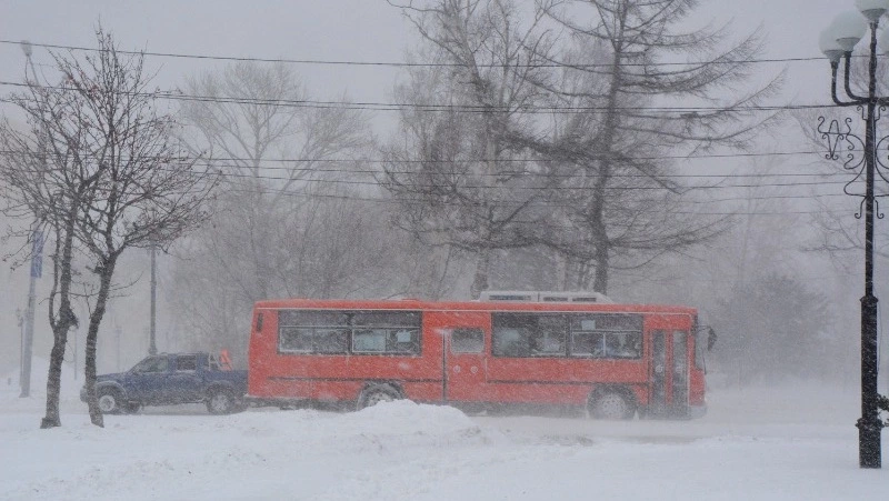 Рейсы автобуса, связывающего Оху и Ноглики, отменили из-за циклона