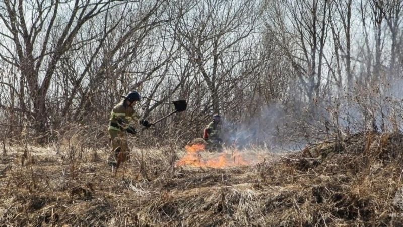 Пожарные ликвидировали четыре возгорания травы в трех районах Сахалина