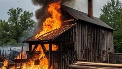 Ночной пожар уничтожил цех лесопилки в Тымовском районе