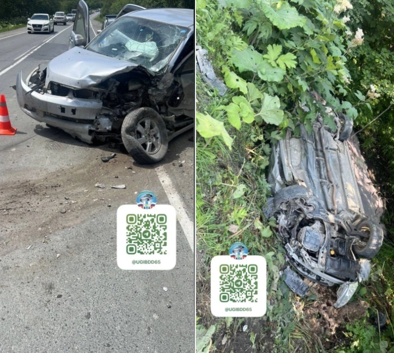 Двое детей пострадали в ДТП рядом с Южно-Сахалинском 