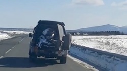 Снегоход в открытом настежь багажнике иномарки возмутил сахалинцев