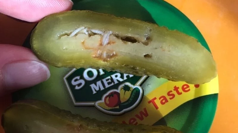 Сахалинец нашел выводок червей в банке маринованных огурцов