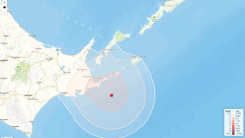Землетрясение магнитудой 4,5 зафиксировали у берегов Курил и Хоккайдо