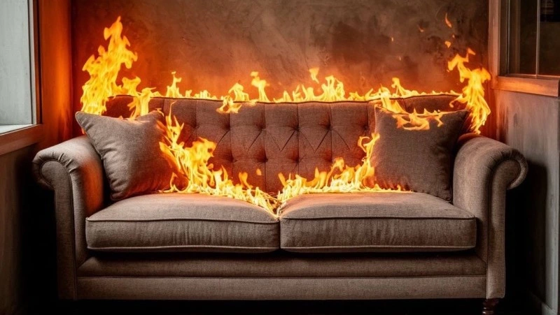 В Охинском районе спасатели в течение часа тушили вспыхнувший диван в квартире