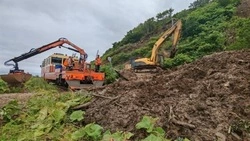На участок дороги в районе села Калинино в Невельском районе сошел сель