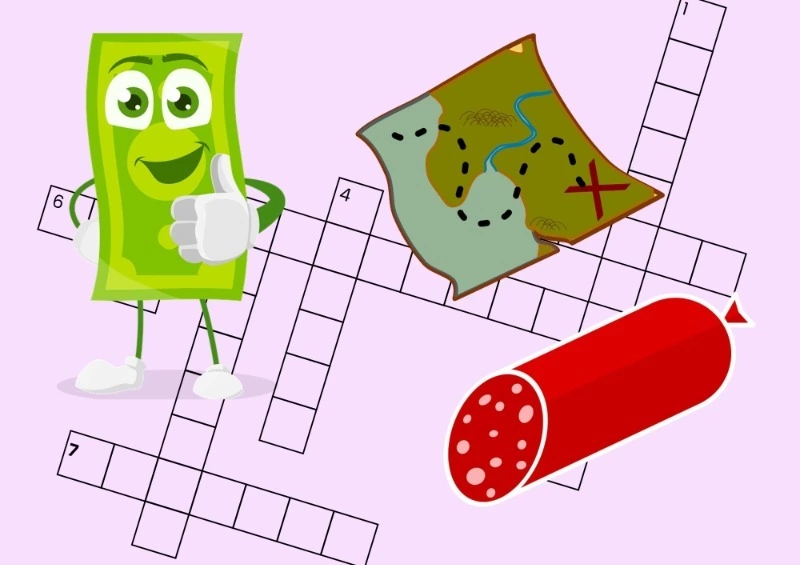 Кроссворд Sakh.online № 13: денежный знак, приключение и сорт копченой колбасы