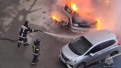 Пожарные 15 июня потушили горевший легковой автомобиль в Поронайске
