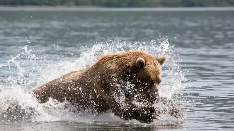 В сети появилось видео, как медведь испортил рыбалку браконьерам