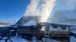 Четверо пожарных тушили хозпостройку в селе под Корсаковом