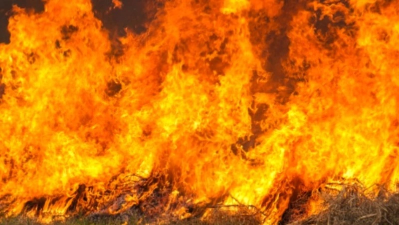 Мусор вспыхнул на трассе Южно-Сахалинск - Оха в Смирныховском районе