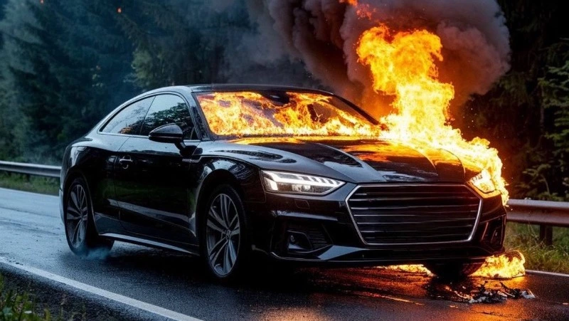 В Новотроицком полыхал автомобиль