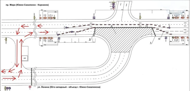 Проезд на пересечении Мира и Ленина закроют в Южно-Сахалинске 26 сентября