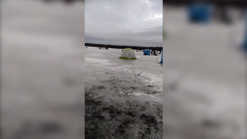 Сахалинские рыбаки режут лед пилами и черпают корюшку сачками