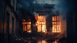 Бесхозное здание в Тымовском тушили около трех с половиной часов