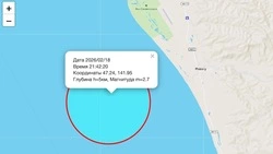 Землетрясение магнитудой 2,7 произошло у западного побережья Сахалина