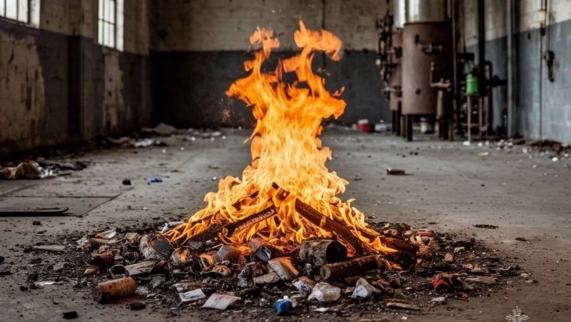 В Тымовском за считаные минуты потушили огонь в здании