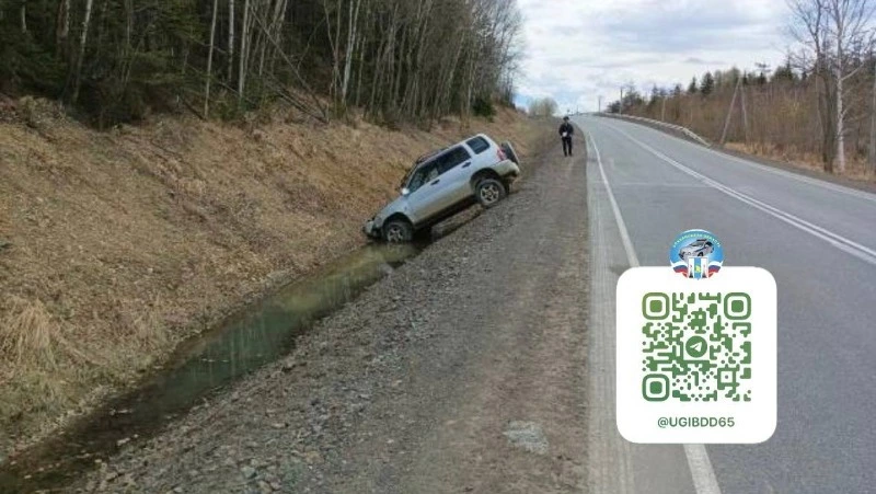 Suzuki Escudo улетел в кювет в Тымовском районе