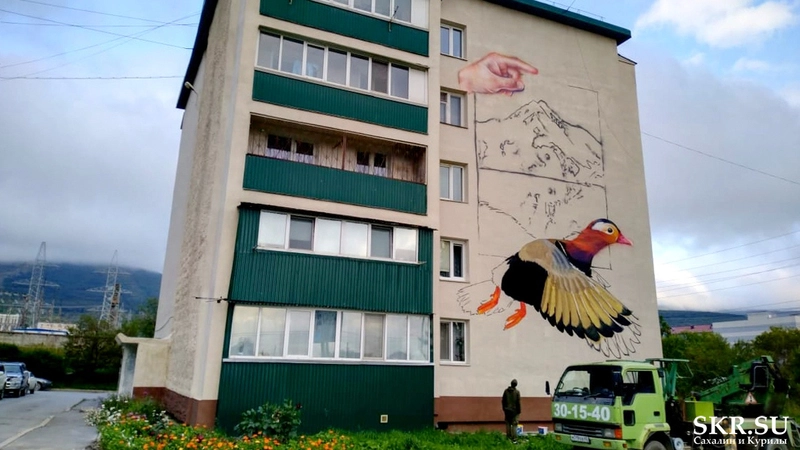 Художник из США рассказал, почему нарисовал утку на доме в Южно-Сахалинске