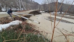 Рухнувший столб запер дачников у размытой дороги на юге Сахалина