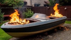 Пожарные потушили горящий катер в Лиственничном 