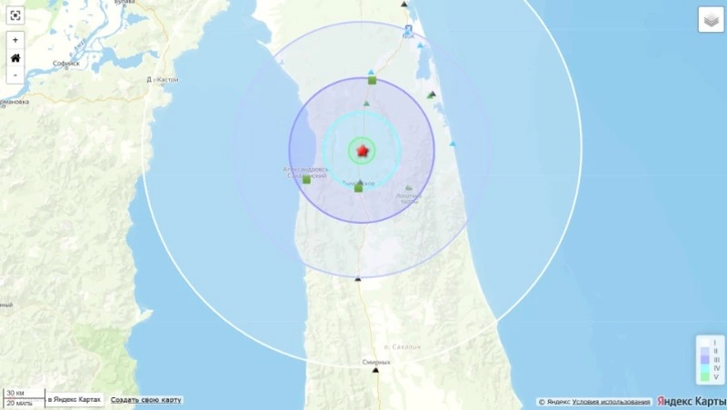 Землетрясение магнитудой 4,4 произошло в центре Сахалина 10 февраля 