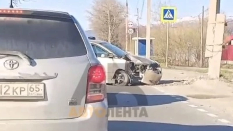 Водитель Toyota Allex  влетел в столб на выезде из села Анивского района