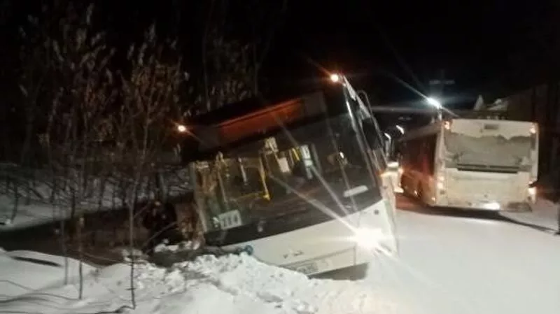 На Сахалине из-за гололеда в ДТП попали рейсовые автобусы и легковушка