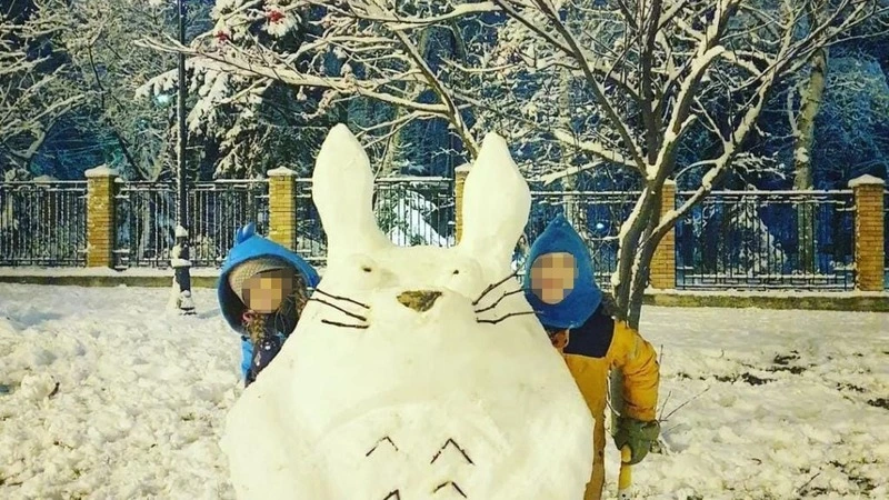 Суровый Тоторо и боксер: каких снеговиков налепили сахалинцы из первого снега. Фотофакт