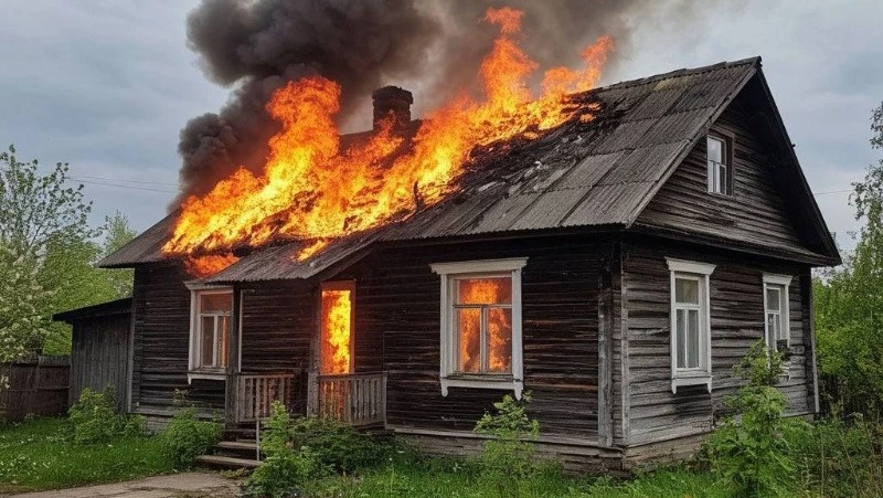 Вспыхнувшие дачу и сарай в Долинске тушили два с половиной часа