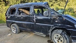 Пожарные ликвидировали последствия аварии с микроавтобусом в Долинском округе