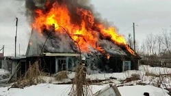 Частный дом полыхал на юге Сахалина