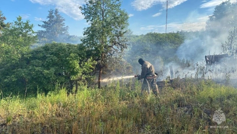 Сухую траву тушили шесть человек в Поронайском районе