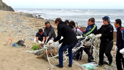 Члены японской безвизовой делегации стали участниками акции по уборке мусора на побережье Кунашира