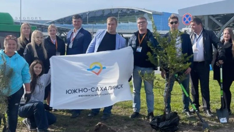 Деревья из Красной книги высадили рядом с аэропортом в Южно-Сахалинске