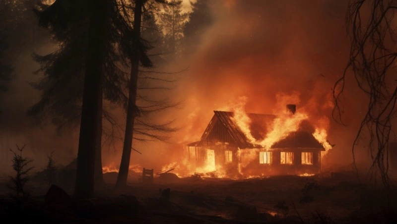 В Корсаковском районе пожарные потушили охваченную пламенем дачу