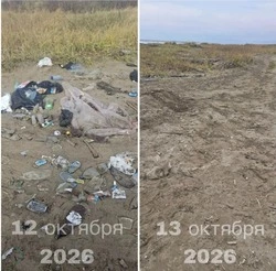 Берег залива Терпения в Поронайском районе очистили от мусора