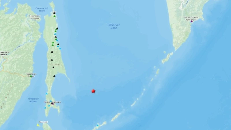 Глубокое землетрясение произошло в Охотском море вечером 17 июня