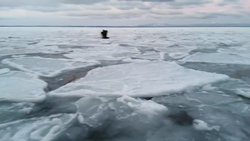 Сахалинцы с удочками прыгают по льдинам залива Мордвинова ради зубатой корюшки
