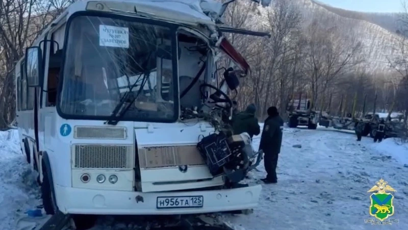 Шестнадцать человек пострадали в ДТП с автобусом и лесовозом в Приморье