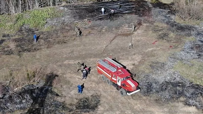 Из-за обрыва высоковольтного кабеля в Томаринском районе случился серьезный пожар