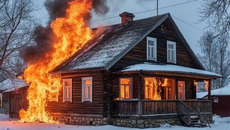 Частный дом полыхал в Тымовском в течение часа